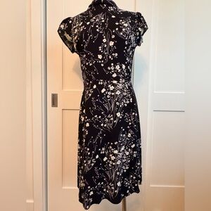Super Flattering Mandarin Collar Black Dress in Asian Style by The Reformation